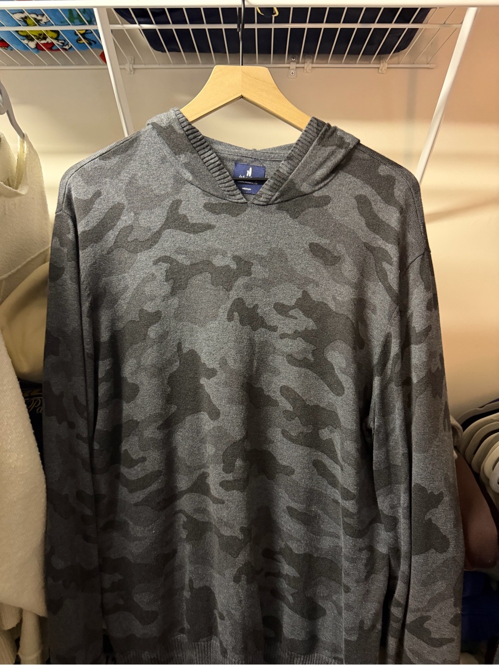 johnnie-O Gray Camouflage Hooded Pullover